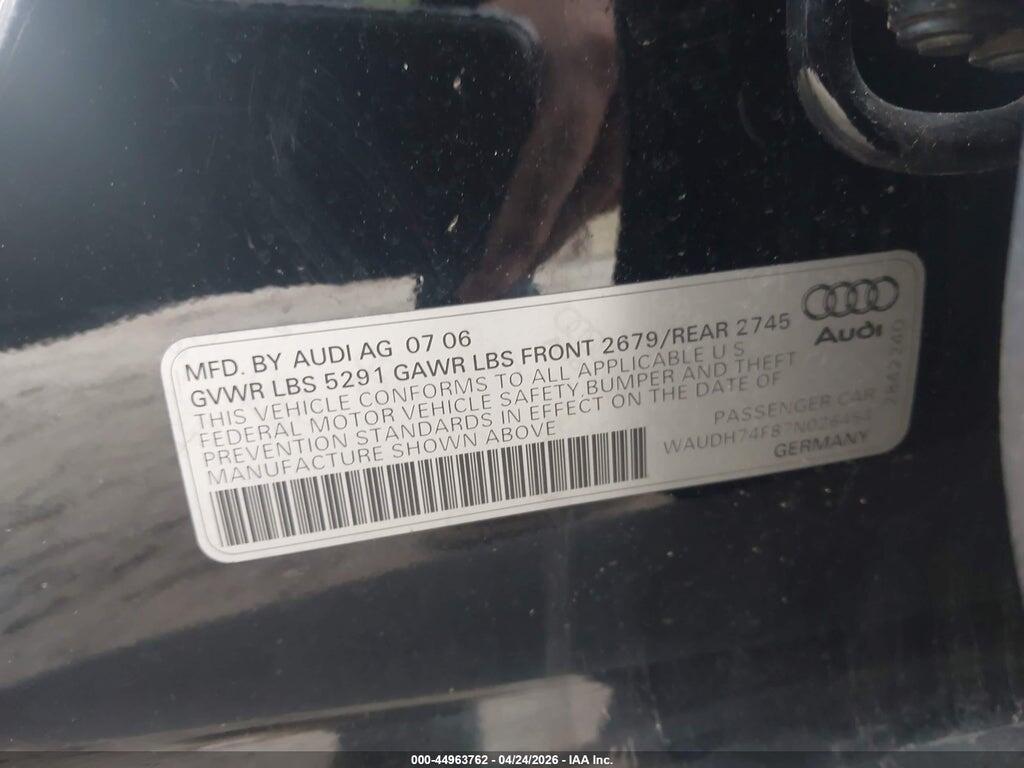 WAUDH74F87N026454 2007 AUDI A6 photo no. 9