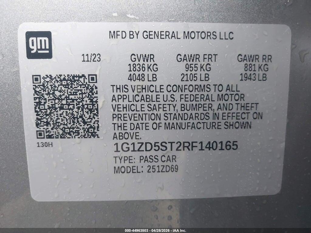 1G1ZD5ST2RF140165 2024 CHEVROLET MALIBU photo no. 9
