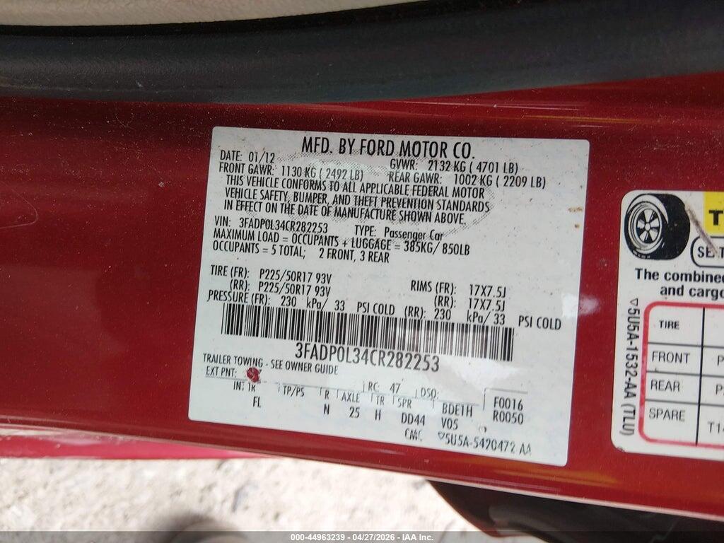 3FADP0L34CR282253 2012 FORD FUSION HYBRID photo no. 9