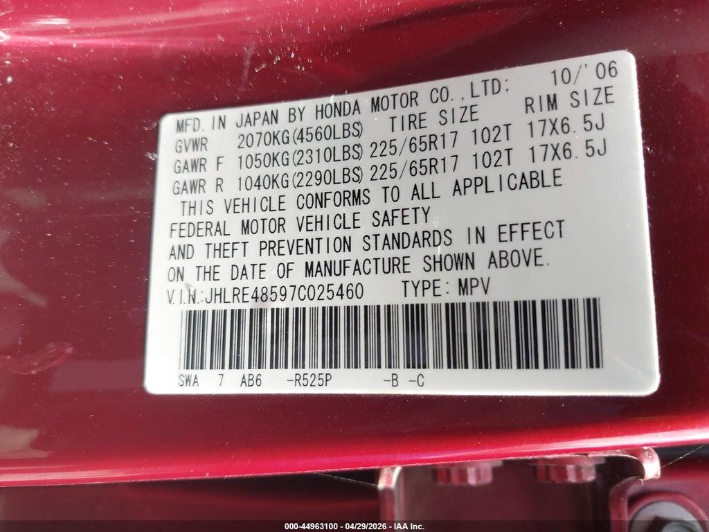 JHLRE48597C025460 2007 HONDA CR-V photo no. 9