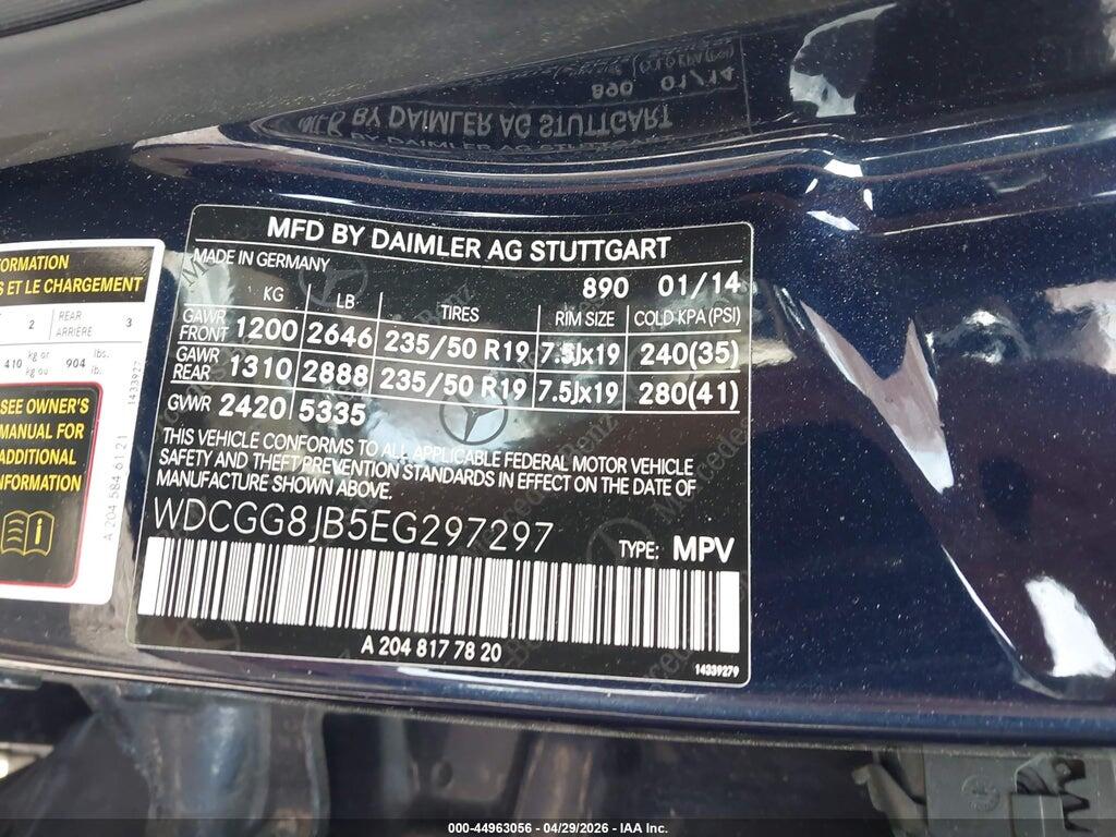 WDCGG8JB5EG297297 2014 MERCEDES-BENZ GLK 350 photo no. 9