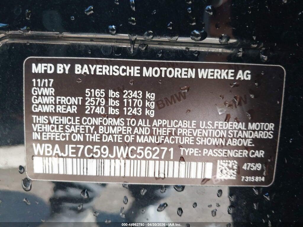 WBAJE7C59JWC56271 2018 BMW 540I photo no. 9