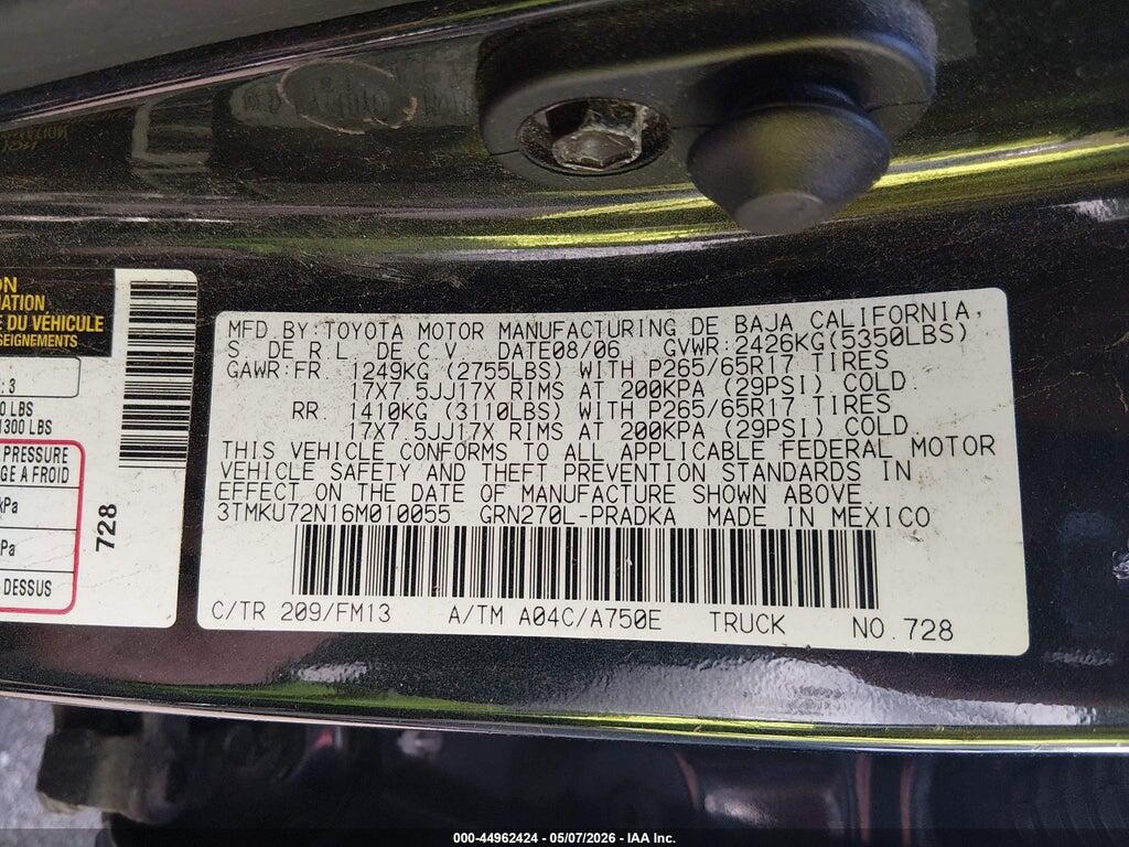 3TMKU72N16M010055 2006 TOYOTA TACOMA photo no. 9