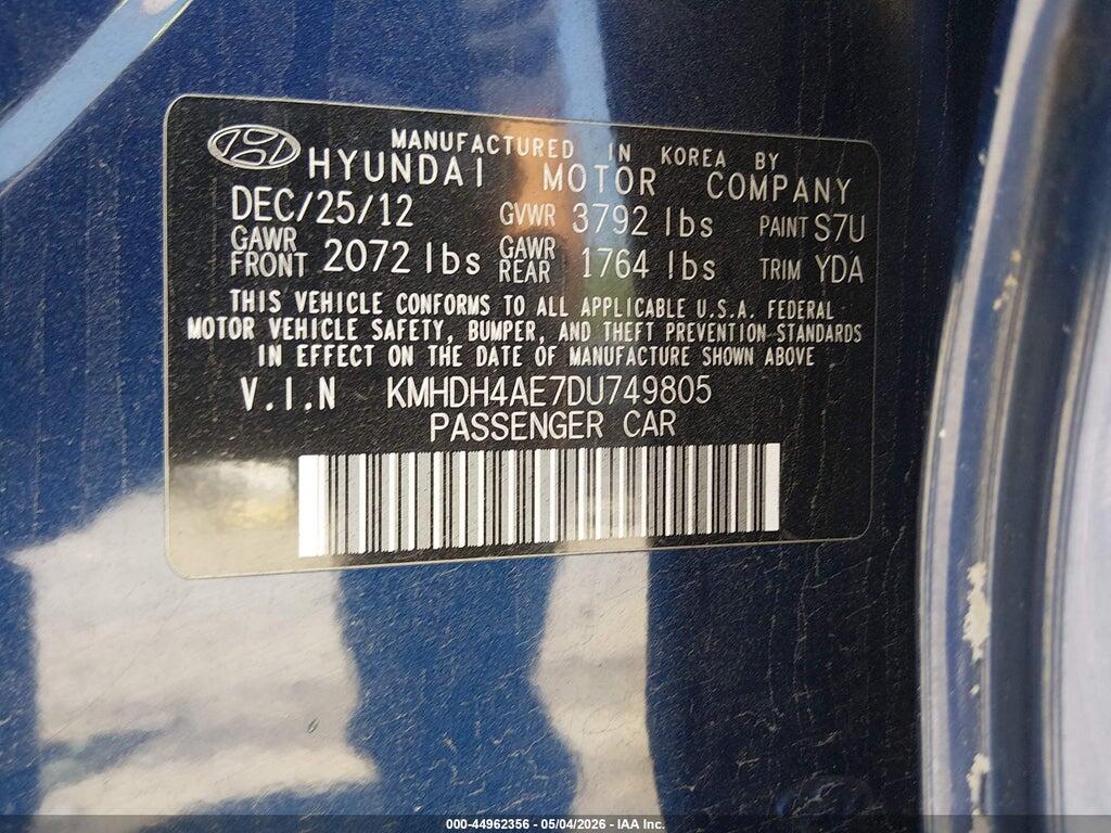 KMHDH4AE7DU749805 2013 HYUNDAI ELANTRA photo no. 9