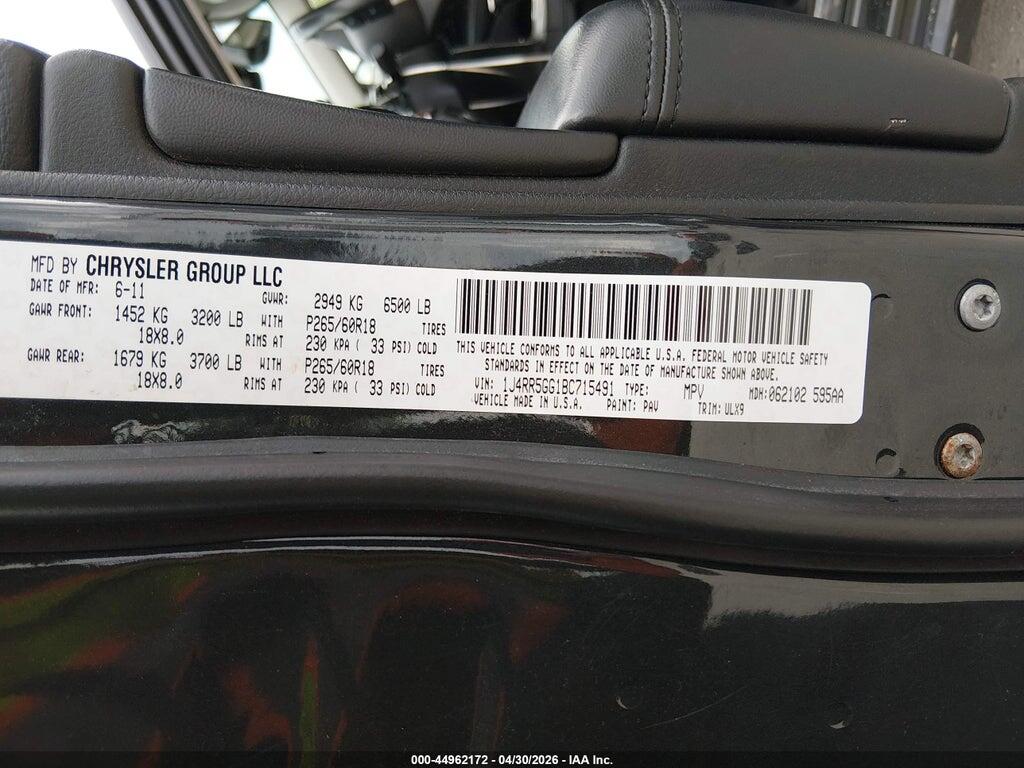 1J4RR5GG1BC715491 2011 JEEP GRAND CHEROKEE photo no. 9
