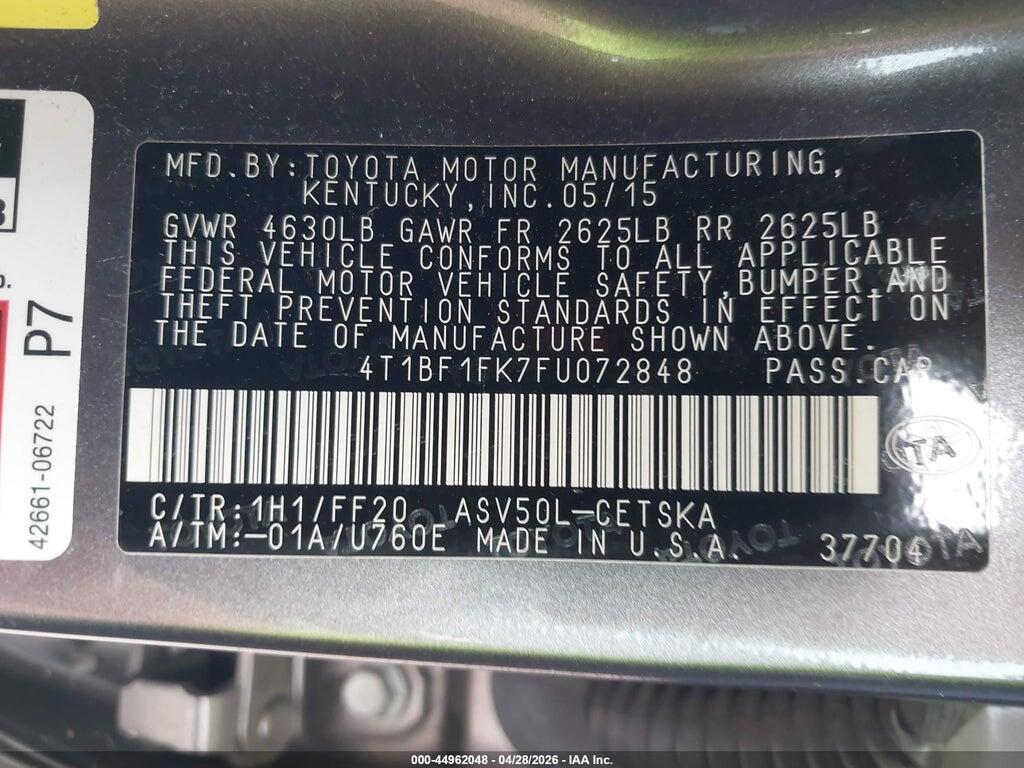 4T1BF1FK7FU072848 2015 TOYOTA CAMRY photo no. 9