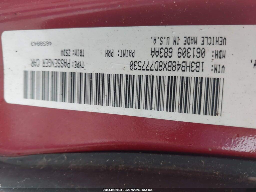 1B3HB48BX8D777530 2008 DODGE CALIBER photo no. 9