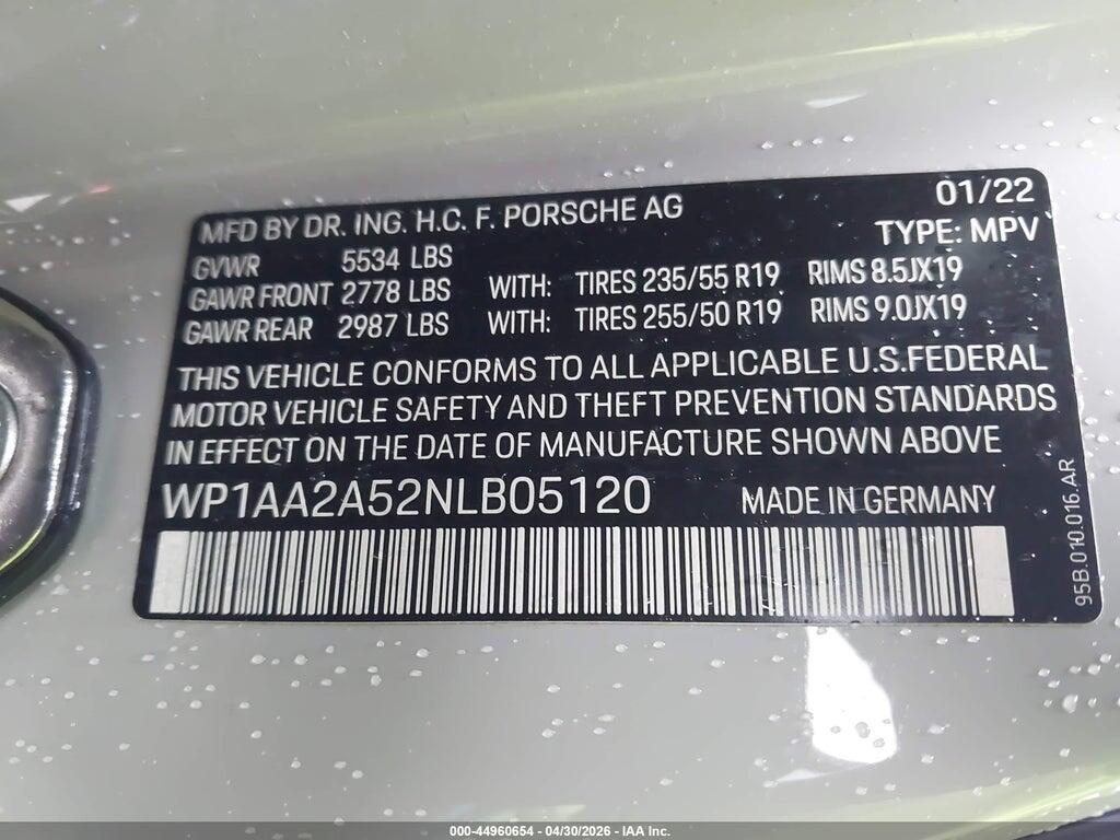 WP1AA2A52NLB05120 2022 PORSCHE MACAN photo no. 9