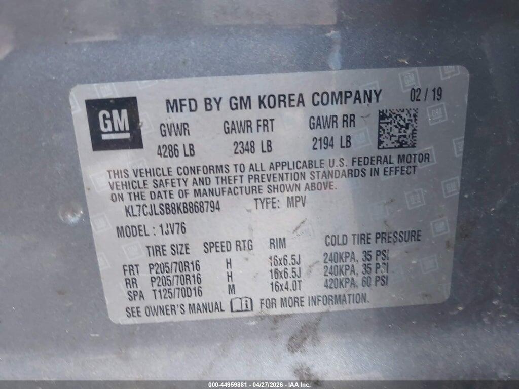 KL7CJLSB8KB868794 2019 CHEVROLET TRAX photo no. 9