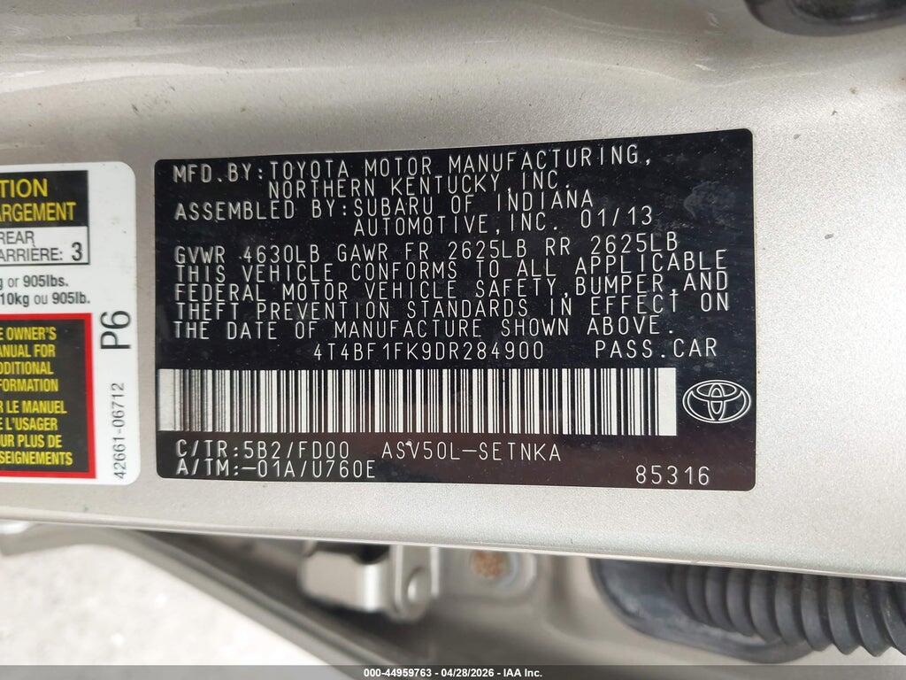 4T4BF1FK9DR284900 2013 TOYOTA CAMRY photo no. 9