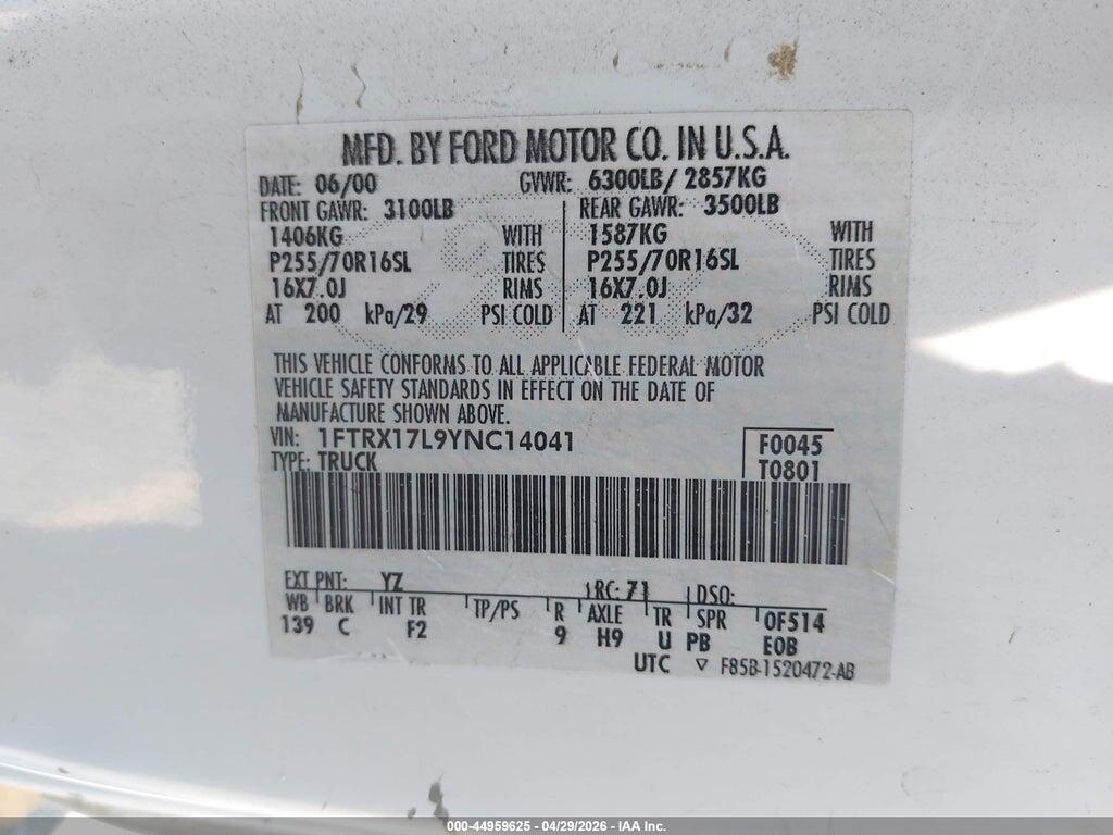 1FTRX17L9YNC14041 2000 FORD F-150 photo no. 9