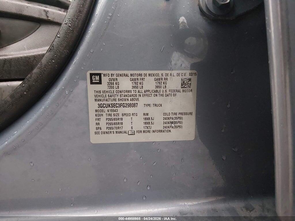 3GCUKSEC3FG298087 2015 CHEVROLET SILVERADO 1500 photo no. 9