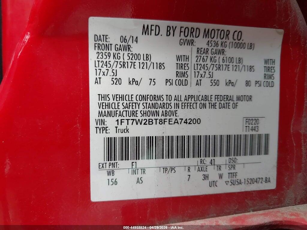 1FT7W2BT8FEA74200 2015 FORD F-250 photo no. 9