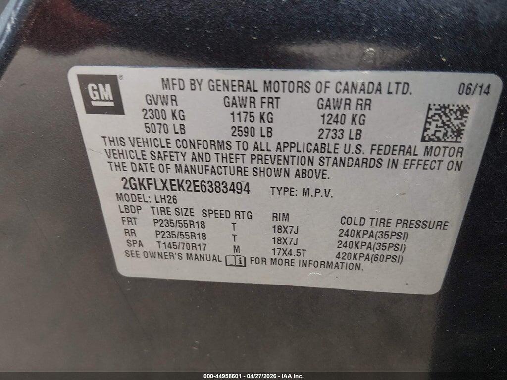 2GKFLXEK2E6383494 2014 GMC TERRAIN photo no. 9