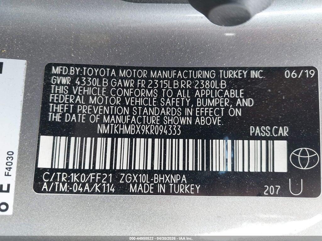 NMTKHMBX9KR094333 2019 TOYOTA C-HR photo no. 9