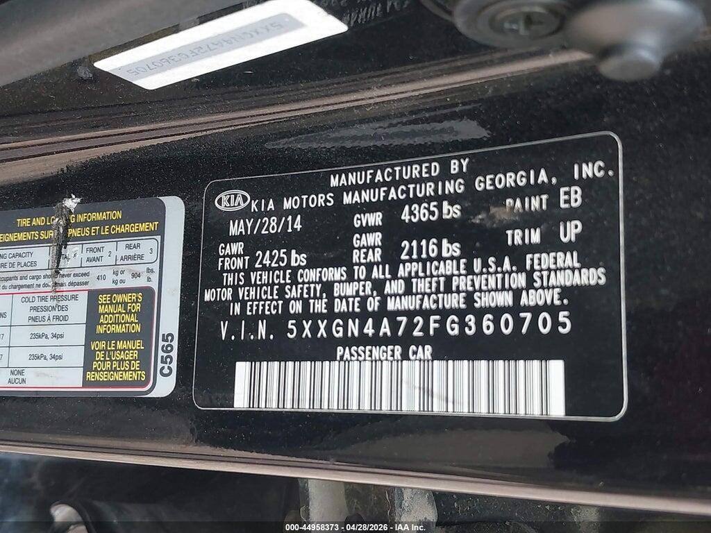 5XXGN4A72FG360705 2015 KIA OPTIMA photo no. 9
