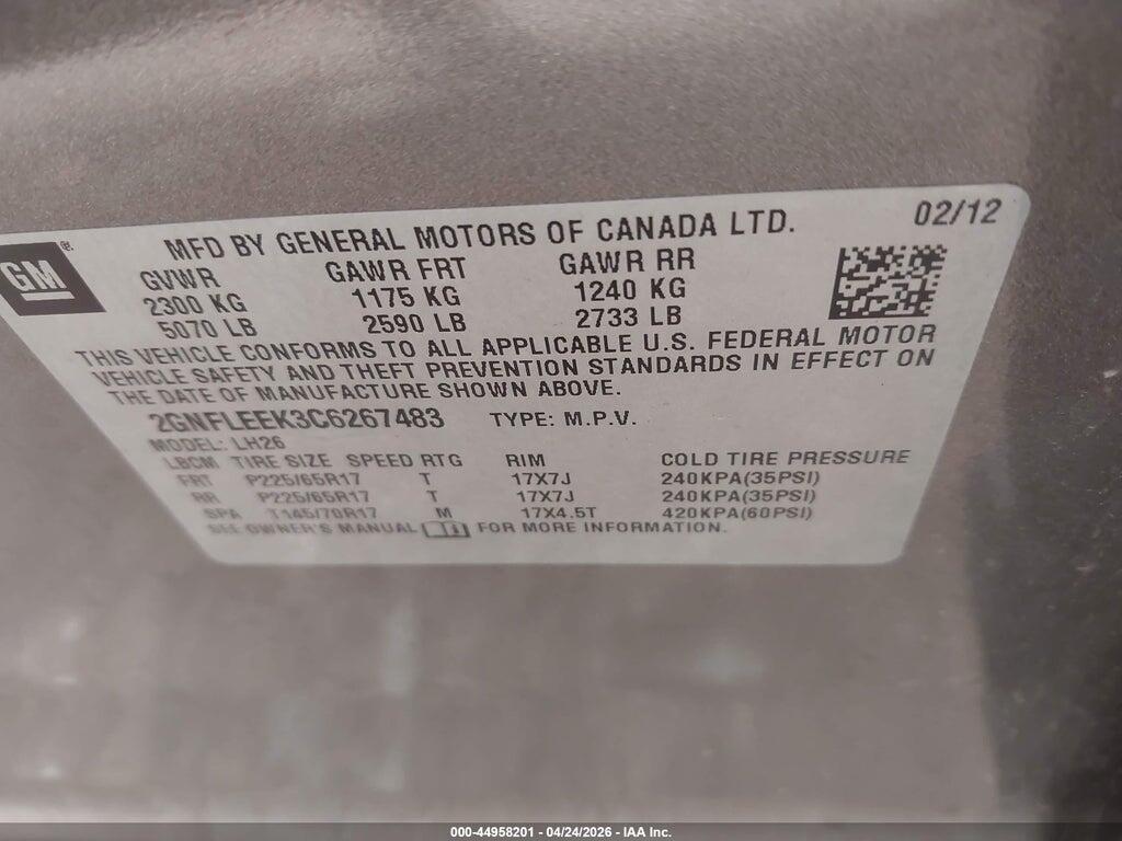 2GNFLEEK3C6267483 2012 CHEVROLET EQUINOX photo no. 9