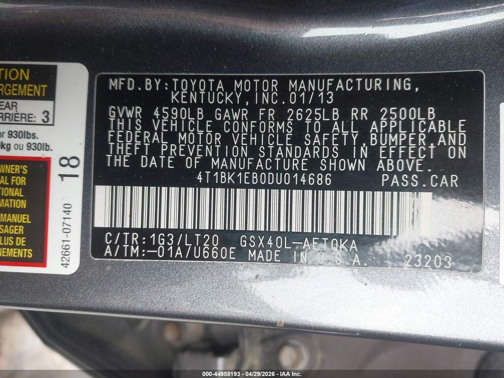 4T1BK1EB0DU014686 2013 TOYOTA AVALON photo no. 9