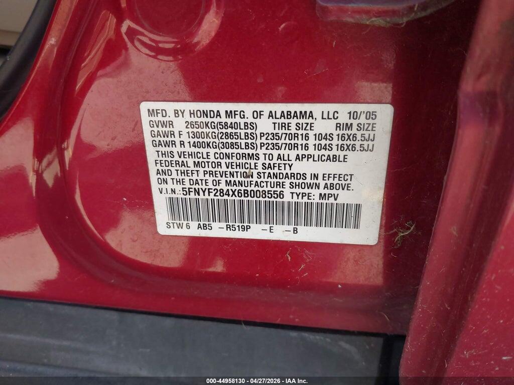5FNYF284X6B008556 2006 HONDA PILOT photo no. 9