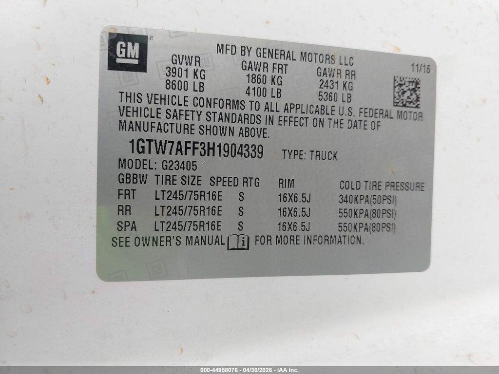 1GTW7AFF3H1904339 2017 GMC SAVANA 2500 photo no. 9