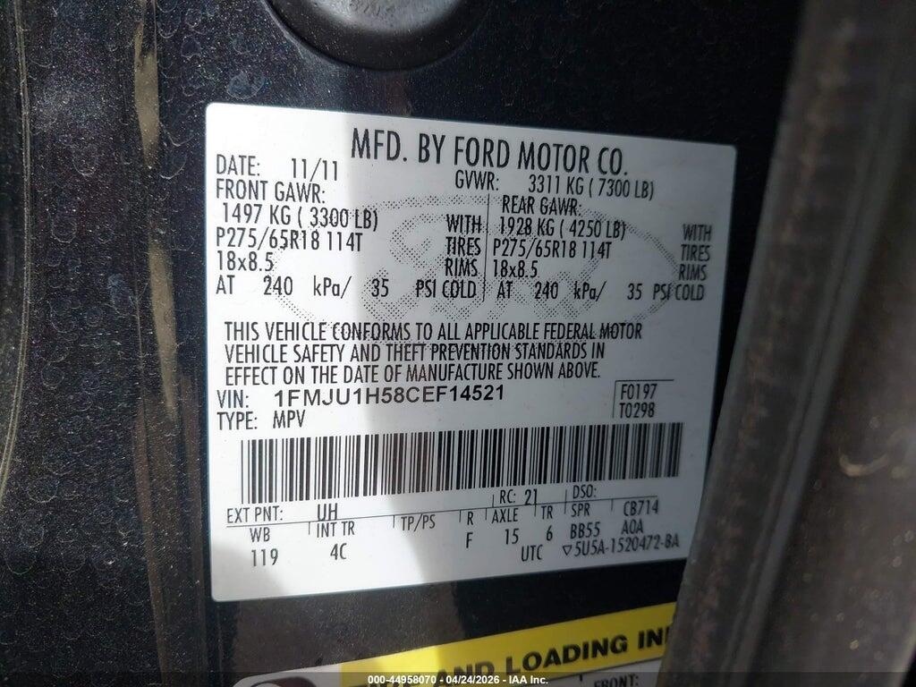 1FMJU1H58CEF14521 2012 FORD EXPEDITION photo no. 9
