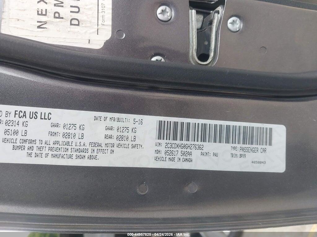 2C3CDXHG0GH276362 2016 DODGE CHARGER photo no. 9