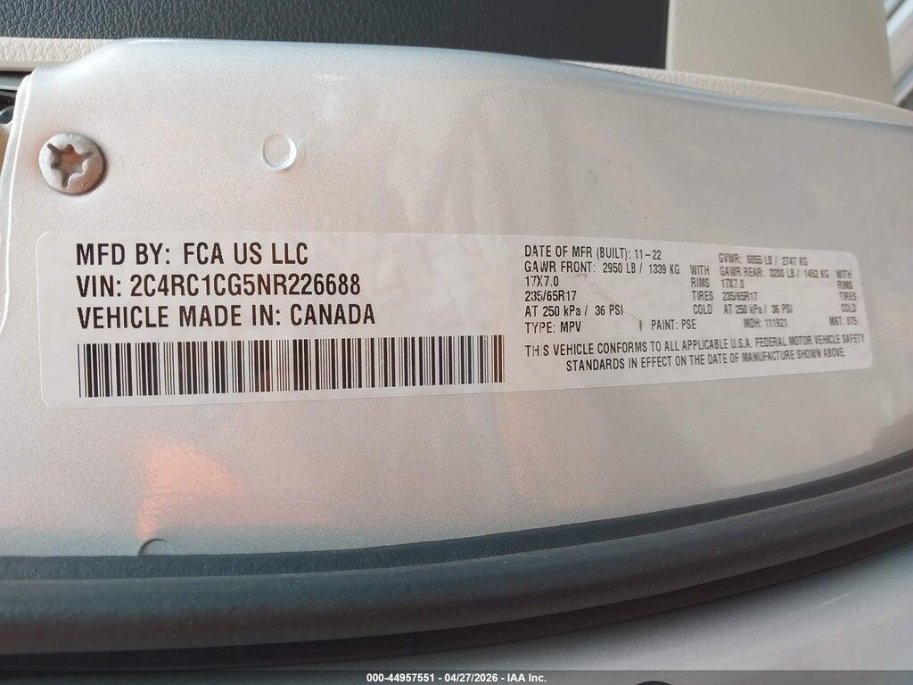 2C4RC1CG5NR226688 2022 CHRYSLER VOYAGER photo no. 9