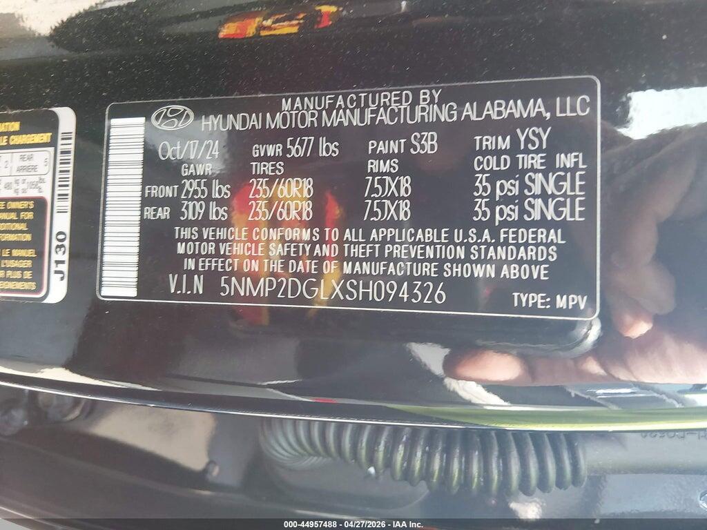 5NMP2DGLXSH094326 2025 HYUNDAI SANTA FE photo no. 9