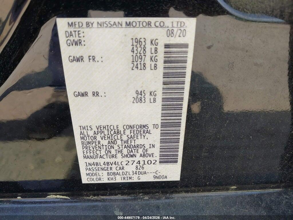 1N4BL4BV4LC274102 2020 NISSAN ALTIMA photo no. 9
