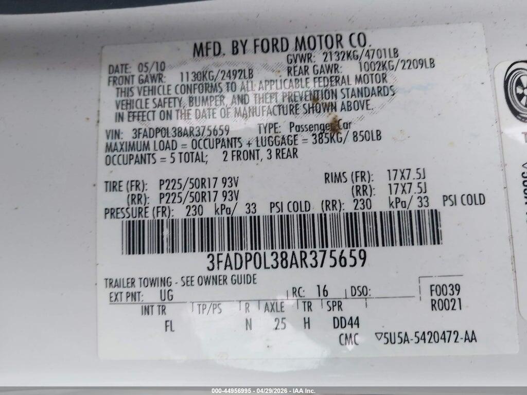 3FADP0L38AR375659 2010 FORD FUSION HYBRID photo no. 9