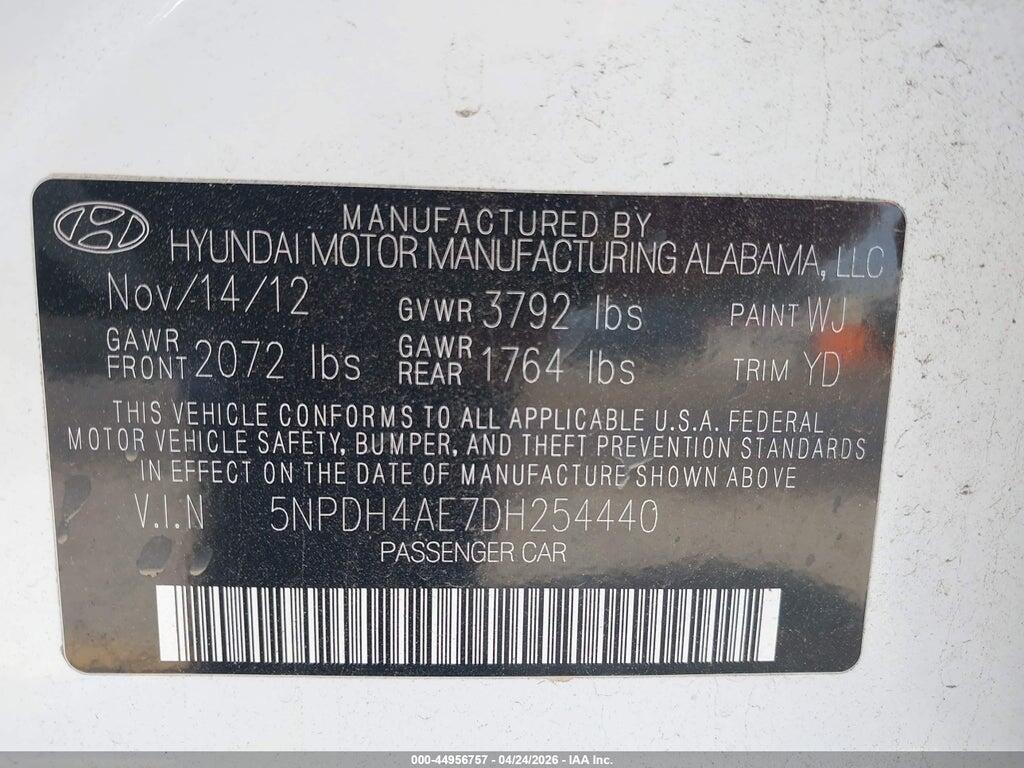 5NPDH4AE7DH254440 2013 HYUNDAI ELANTRA photo no. 9