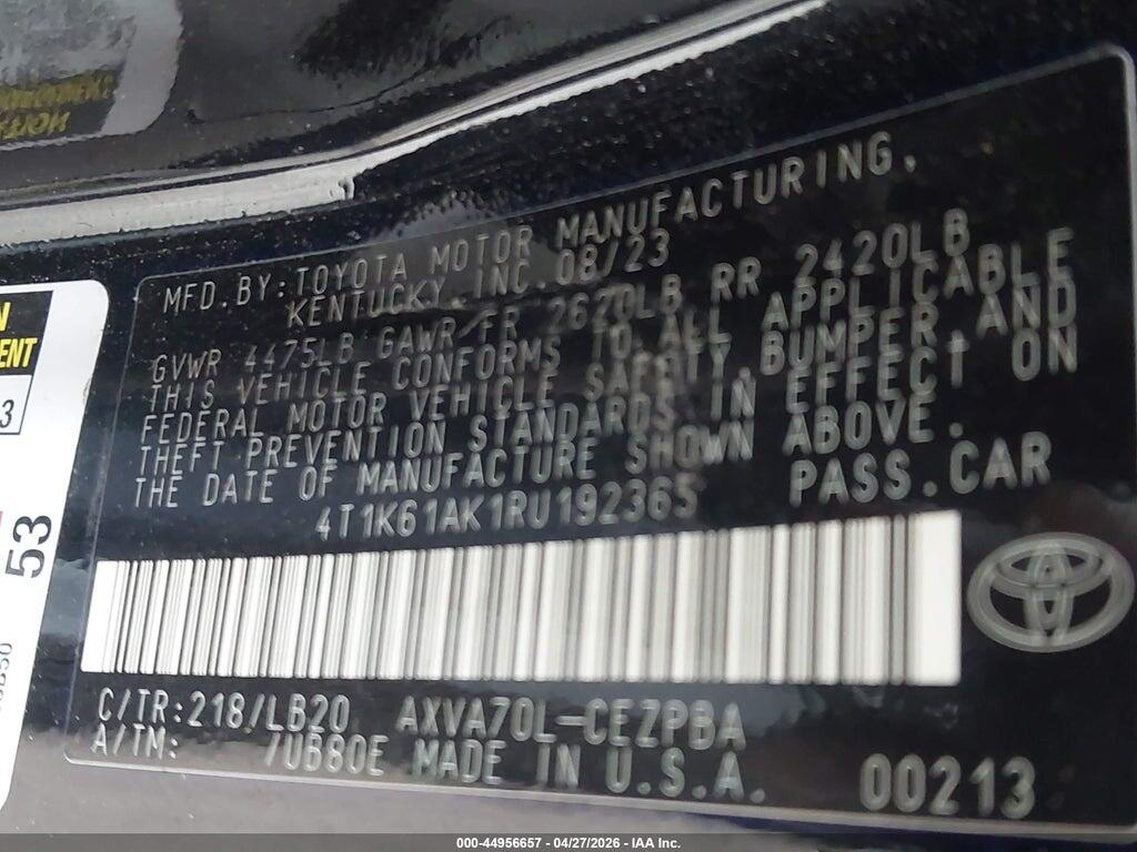 4T1K61AK1RU192365 2024 TOYOTA CAMRY photo no. 9