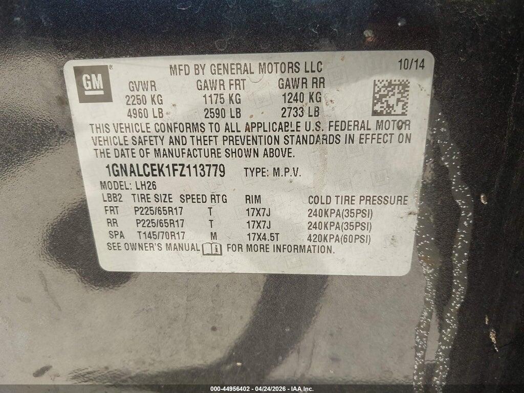1GNALCEK1FZ113779 2015 CHEVROLET EQUINOX photo no. 9