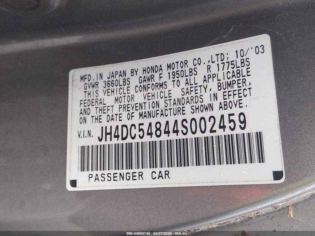 JH4DC54844S002459 2004 ACURA RSX photo no. 9