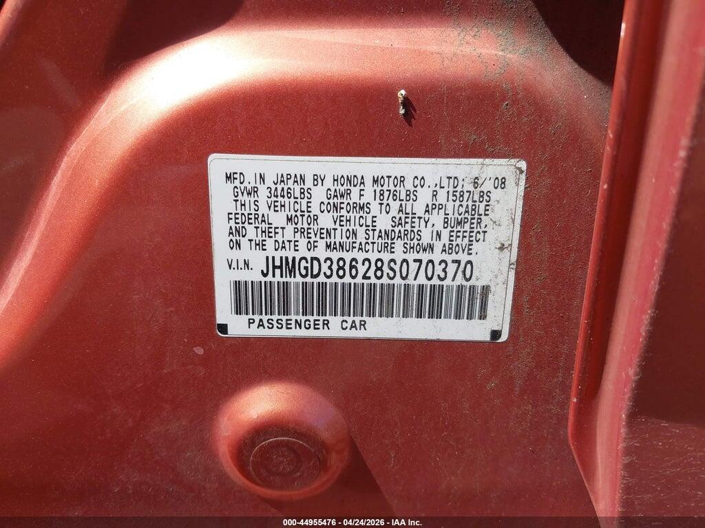 JHMGD38628S070370 2008 HONDA FIT photo no. 9