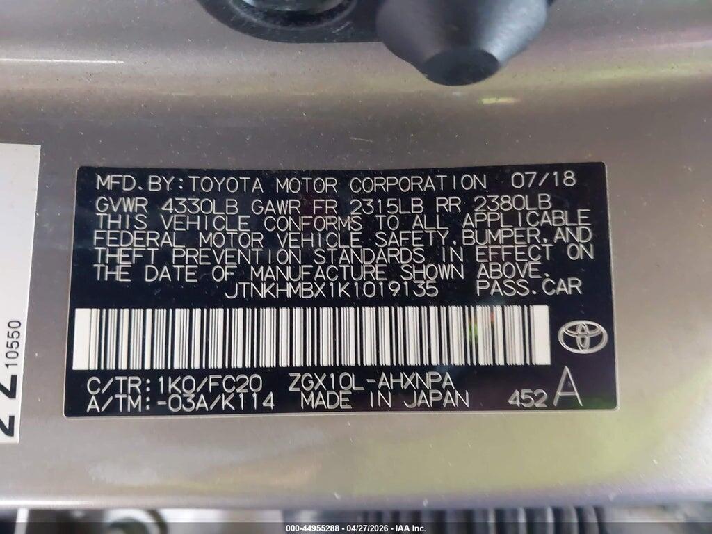 JTNKHMBX1K1019135 2019 TOYOTA C-HR photo no. 9