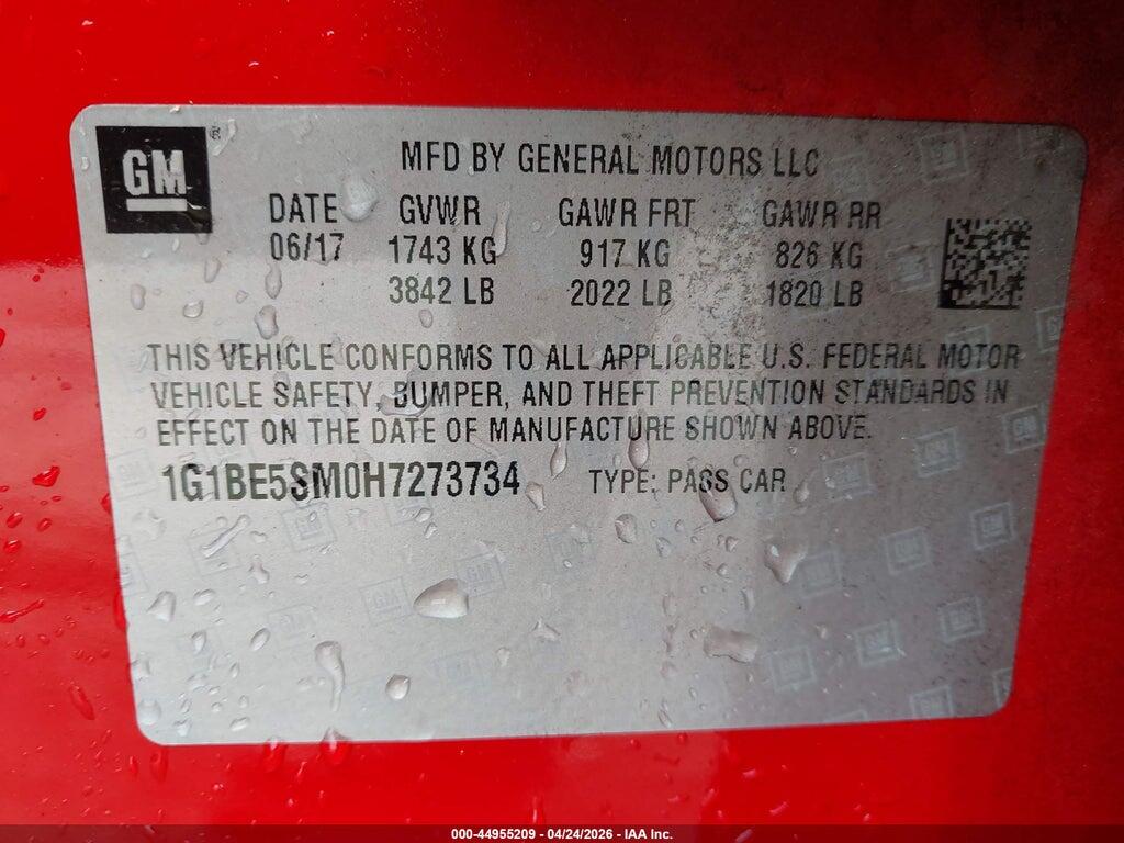 1G1BE5SM0H7273734 2017 CHEVROLET CRUZE photo no. 9
