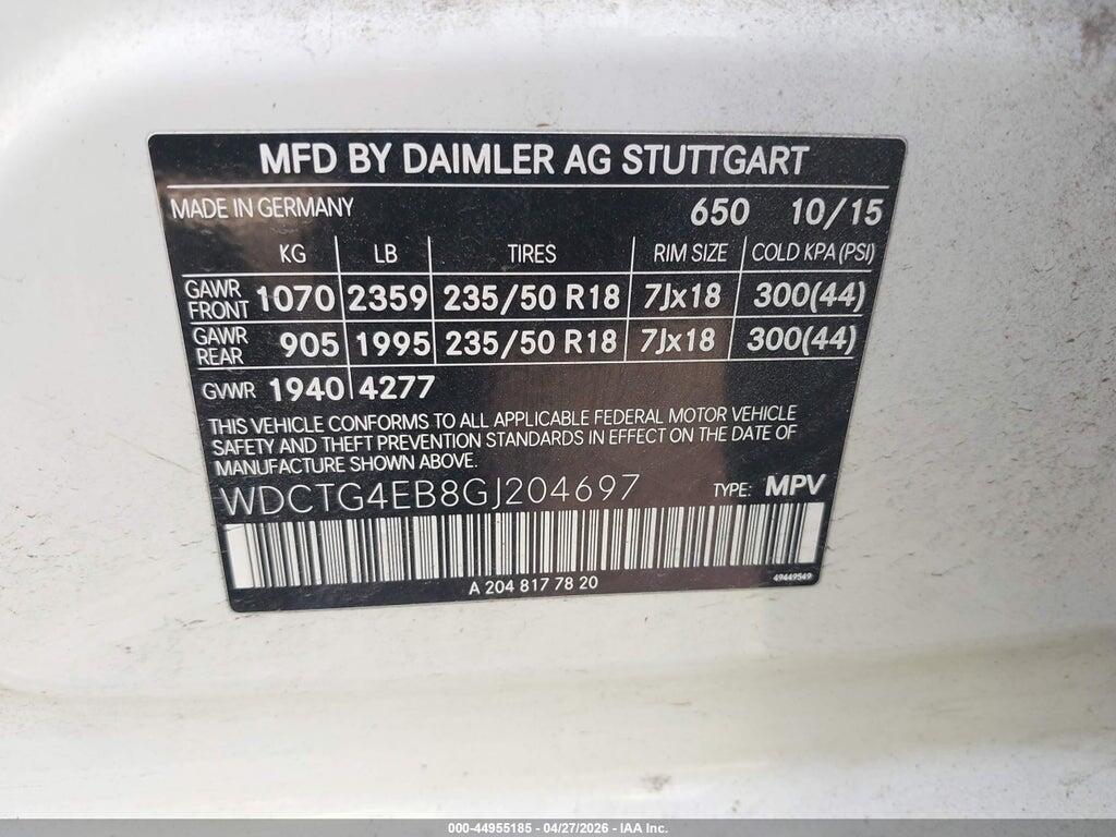 WDCTG4EB8GJ204697 2016 MERCEDES-BENZ GLA 250 photo no. 9