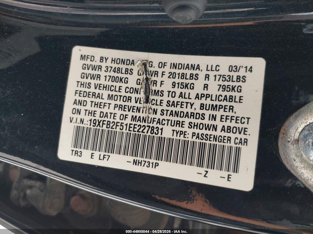 19XFB2F51EE227831 2014 HONDA CIVIC photo no. 9