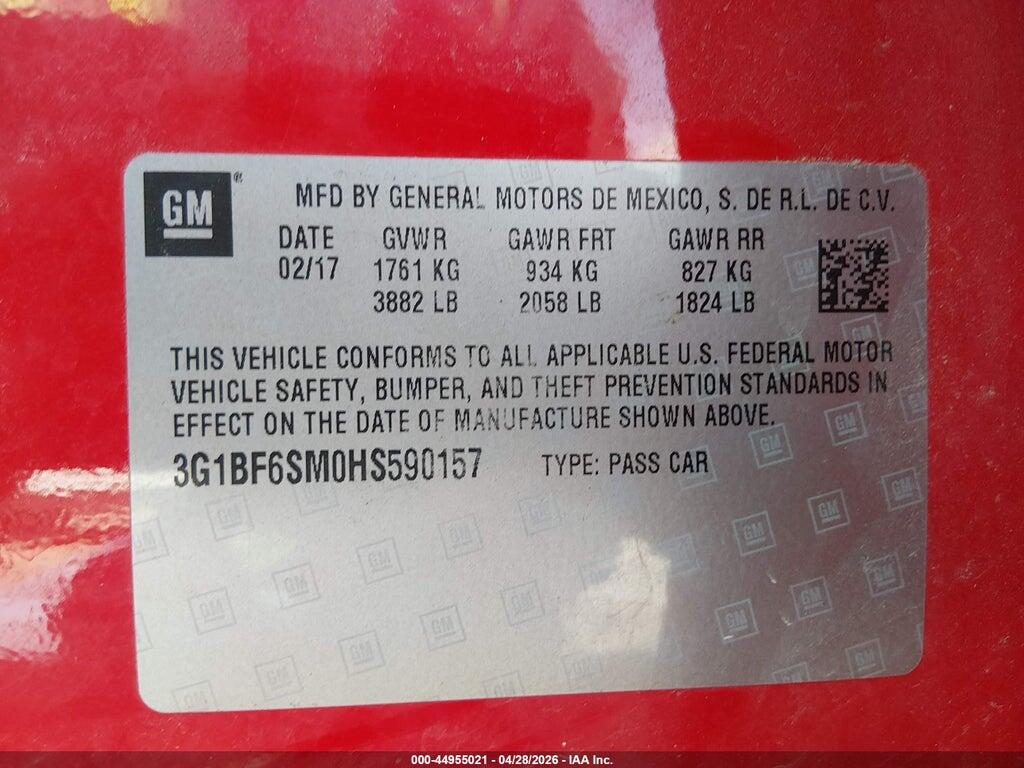 3G1BF6SM0HS590157 2017 CHEVROLET CRUZE photo no. 9