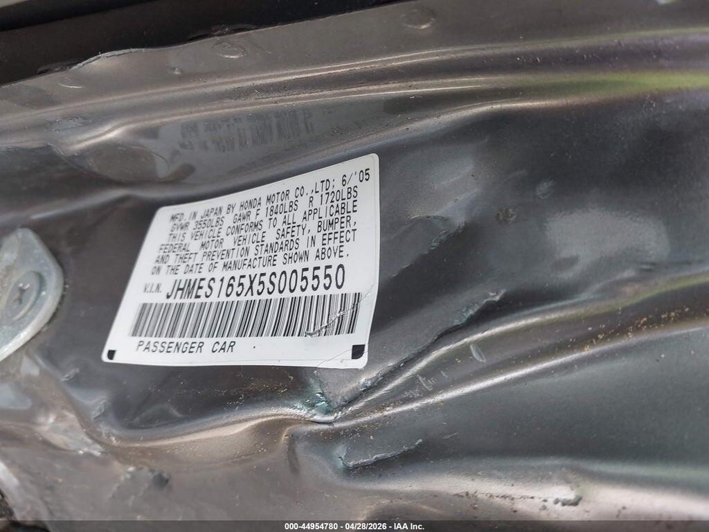 JHMES165X5S005550 2005 HONDA CIVIC photo no. 9