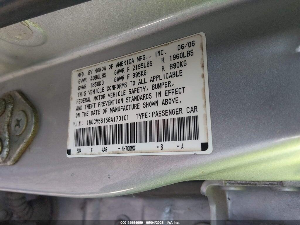 1HGCM56156A170101 2006 HONDA ACCORD photo no. 9