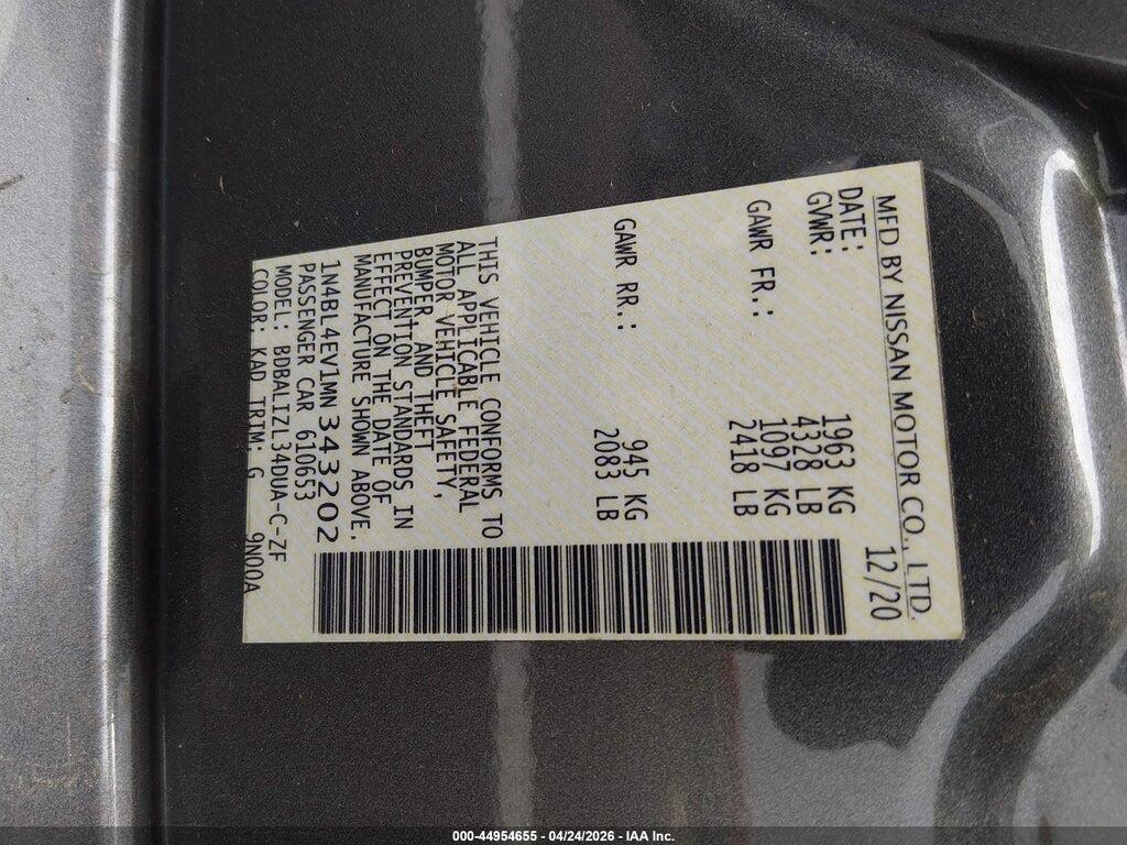 1N4BL4EV1MN343202 2021 NISSAN ALTIMA photo no. 9