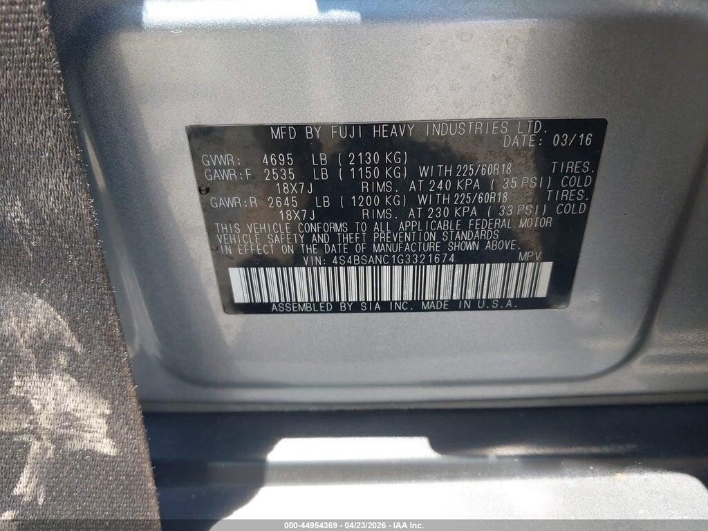 4S4BSANC1G3321674 2016 SUBARU OUTBACK photo no. 9