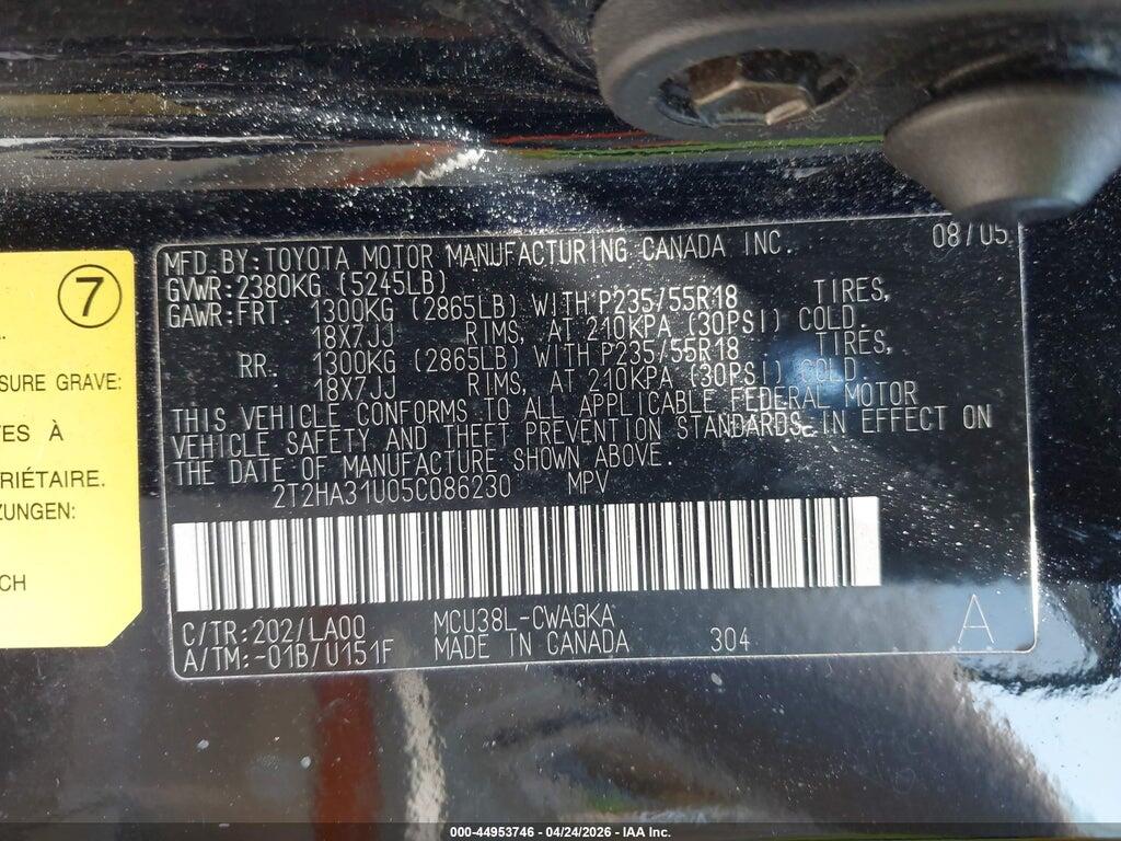 2T2HA31U05C086230 2005 LEXUS RX photo no. 9