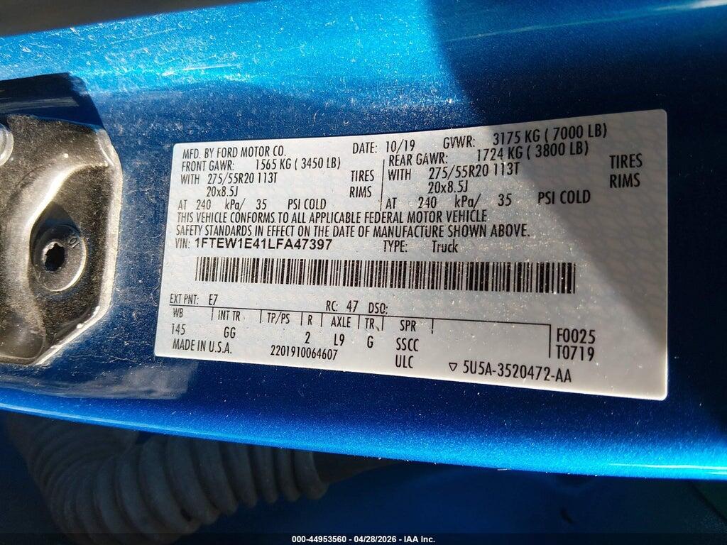 1FTEW1E41LFA47397 2020 FORD F-150 photo no. 9