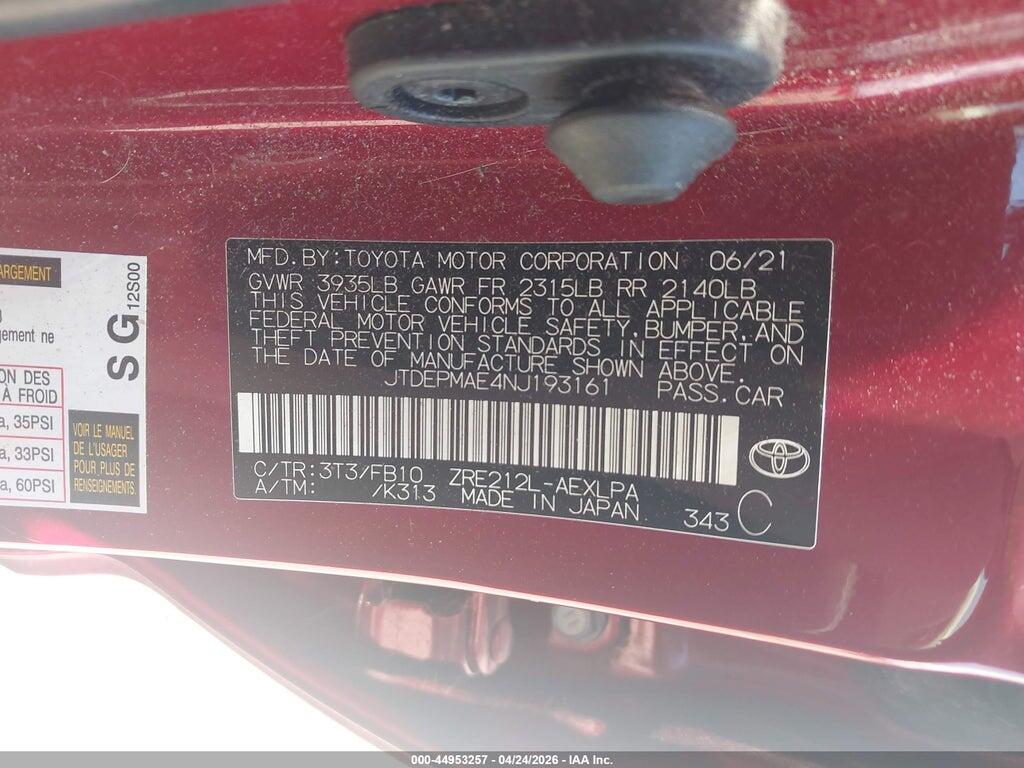 JTDEPMAE4NJ193161 2022 TOYOTA COROLLA photo no. 9