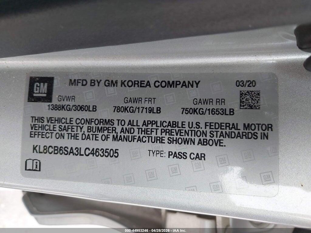 KL8CB6SA3LC463505 2020 CHEVROLET SPARK photo no. 9