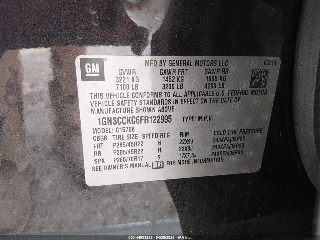 1GNSCCKC6FR122995 2015 CHEVROLET TAHOE photo no. 9