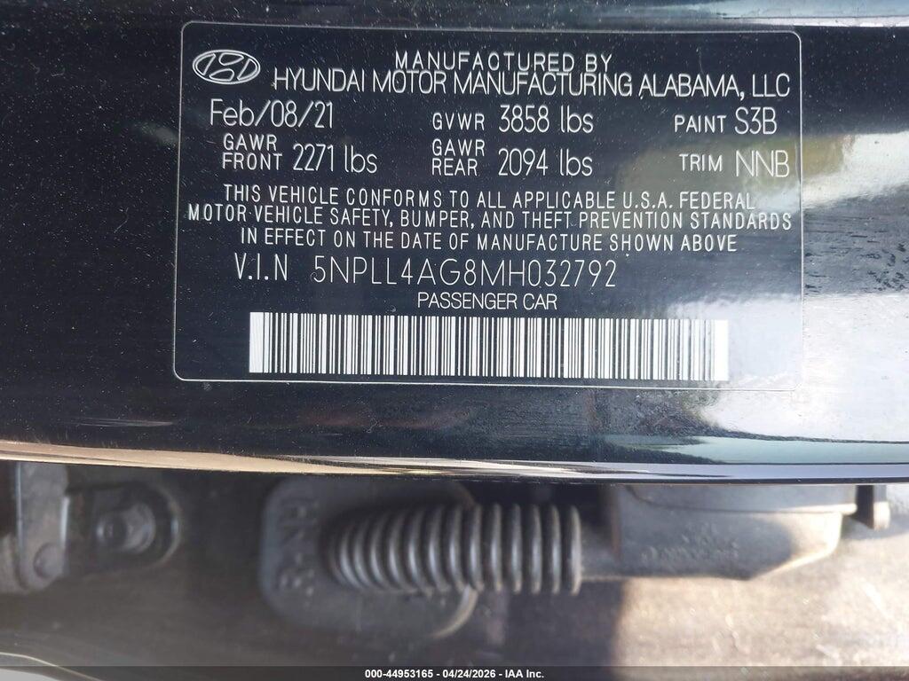 5NPLL4AG8MH032792 2021 HYUNDAI ELANTRA photo no. 9